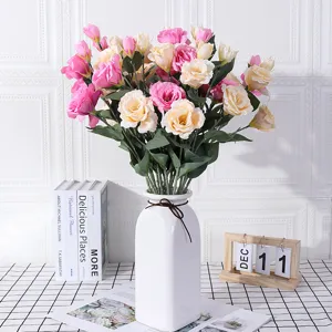 Artificial Eustoma Silk Flower 3 Heads Fake Flowers For Home Wedding Party Decor Lifelike Floral Arrangement