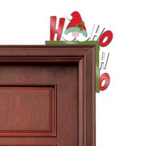 Christmas wooden door corner decor, festive holiday sign hanging ornament for home wall.