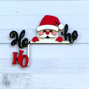 Christmas wooden door corner decoration Santa Claus hanging ornament festival party supply