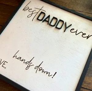 Hölzernes Vatertags-Schild DIY Handabdruck Geschenktafel mit schwarzer 3D-Beschriftung