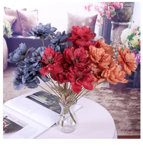 Artificial peony flower bouquet 9 heads silk fake flowers for home wedding decor