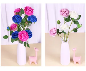 Artificial peony flowers silk rose bouquets home decor table centerpiece vase arrangement fake floral