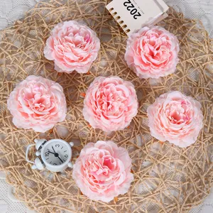 Kunstmatige pioenroos bloemhoofdjes roze zijden bloemen voor bruiloft thuis decor muur
