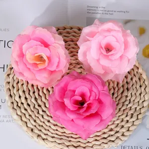 Simulation 8cm artificial rose flower heads for wedding wall decoration and DIY crafts.