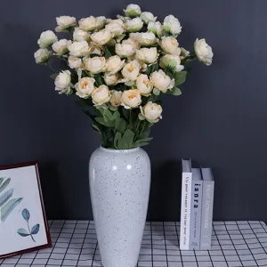 Champagne artificial peony flowers silk floral arrangement for home decor wedding party decoration