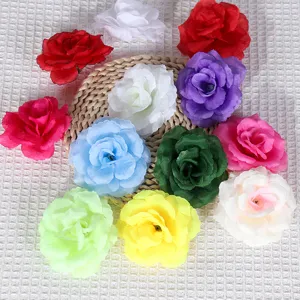 Colorful artificial rose flower heads, 8cm silk flowers for wedding party decor craft DIY.