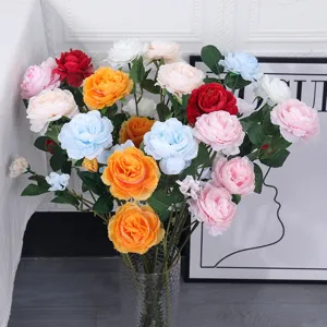 Artificial flower bouquet faux peony rose home decor living room table centerpiece floral