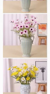 Künstlicher Gänseblümchen Blumenstrauß mit Keramikvase für Heimdekoration und Fotografie.