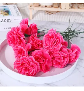 Kunstmatige zijden anjers voor Moederdag decoratie, realistische nep bloemen boeketten.