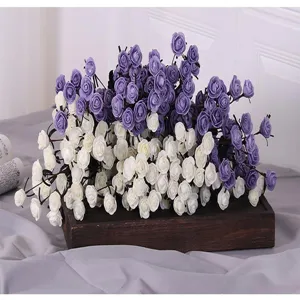 Künstliche PE Schaum Rosen lila weiße Blumenstrauß für Hochzeit Heimdekoration Detailansicht