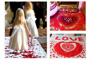 Artificial rose petals for wedding decoration, non-woven fabric rose petals for romantic room layout.
