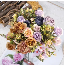 Künstlicher Pfingstrose Rose Hortensie Blumenstrauß Heimdekoration Hochzeit Requisite