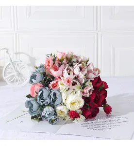 Künstlicher Pfingstrosen Blumenstrauß Seidenblumen für Hochzeit Heimparty Deko Requisiten