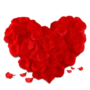 Artificial rose petals heart shaped red fabric for wedding room decoration 1000pcs
