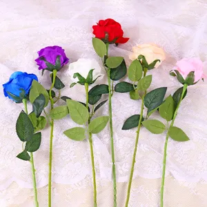 Kunstfaser Einzelstiel Rosen Blumenstrauss fuer Zuhause Buero Hochzeit Party Deko.