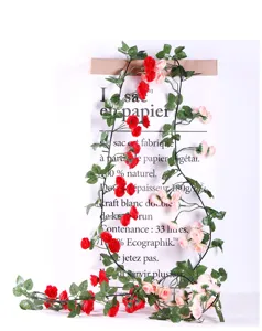 Artificial rose vine garland with 69 heads, perfect for wedding home and balcony decoration.