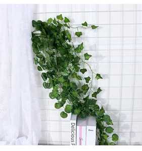 Artificial hanging ivy vine green plant for wall decor fake foliage leaf garland home