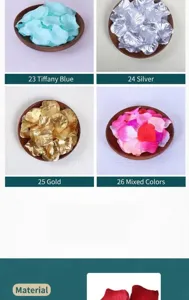 Detailed view of artificial rose petals for wedding party decoration in various vibrant colors.
