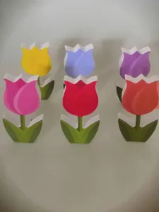 Colorful tulip tiered tray decor wooden foam board party decorations for spring home table