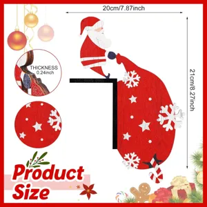 Christmas Santa Claus door corner sign wooden holiday home decor festive hanging ornament