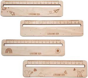 Righello per studenti in legno cavo creativo, strumento di misurazione 15cm, cancelleria regalo.