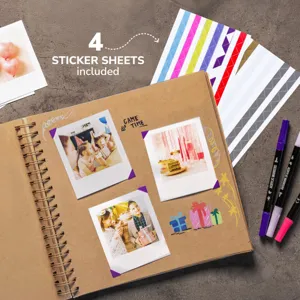 Album photo Scrapbook en papier kraft DIY avec autocollants et marqueurs pour souvenirs