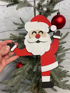 Wooden Christmas Santa Claus door corner sign holiday home decor hanging festive ornament