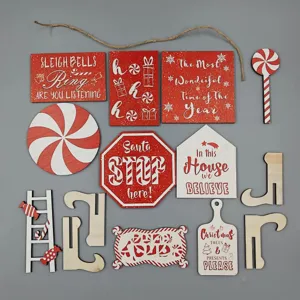 Christmas tiered tray decor wood signs rustic holiday tabletop ornaments set for home