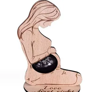 Adorno de madera marco de foto ecografía mujer embarazada, regalo recuerdo de bebé perfecto mamás.