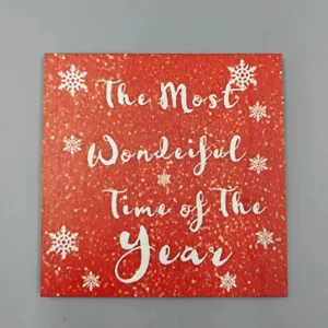 Christmas wooden sign tabletop tray decor festival ornaments red snowflake sign detail