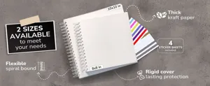DIY Livre d'Or Scrapbook Album Photo en Papier Kraft Spirale avec Couverture Rigide Stickers