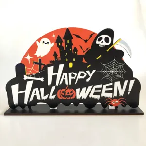 Halloween legno tavolo decorazione segno scrivania centrotavola festa casa ornamento