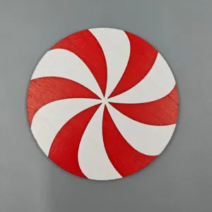 Wooden Christmas Peppermint Candy Sign Tiered Tray Decor Holiday Red White Table Ornament