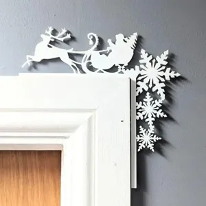 Christmas door corner decoration Santa Claus reindeer snowflake home festive decor item