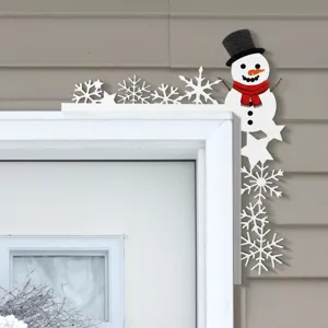 Christmas wooden door corner sign holiday snowman frame decoration home festive party supply