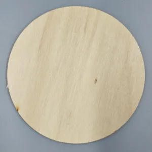 Disco de madera redondo de detalle con textura de grano de madera natural para manualidades.