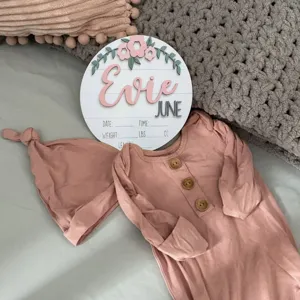 Conjunto de body y letrero de madera de hito para recién nacido, accesorios de foto de nacimiento.