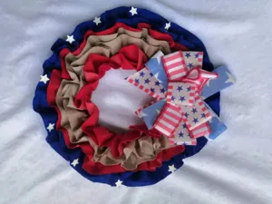 Patriotic American Flag Wreath Details 4th of July Front Door Hanging Decoration Red White Blue Bow