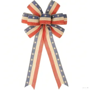 Fiocco in iuta del Giorno dell'Indipendenza americana stelle strisce decoro.