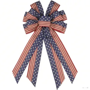 Fiocco decorativo patriottico bandiera americana rosso bianco blu stelle strisce ghirlanda fest
