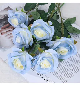 Kunstmatige blauwe roos enkele steel nepbloem voor bruiloft thuis feest decoratie fotografie prop
