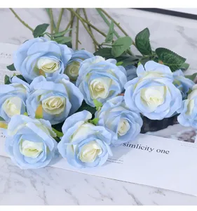 Kunstmatige blauwe witte rozen boeket simulatie bloemen voor bruiloft decoratie rekwisieten