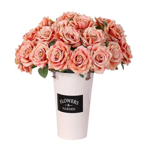 Künstlicher Rosenstrauß Seidenblumen für Zuhause Hochzeit Hotel Deko Blumenarrangement