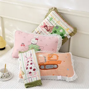 Soft and breathable cotton children pillowcase gauze lace cute cartoon pillow cover