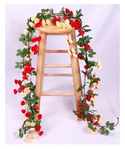 Artificial rose flower vine garland for wedding home balcony wall ceiling decoration 1pcs