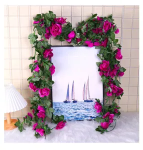 Ghirlanda di rose artificiali fiori di seta appendiabiti decorazione murale casa