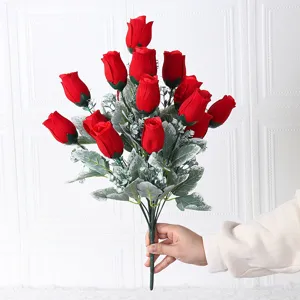 Künstlicher roter Rosenstrauß Samt Blumen für Heimdekoration Hochzeit brautromantisches Geschenk