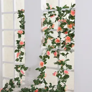 Ghiera di Piante Finte di Fiori di Seta Sospesi a Parete con Vite di Fiori di Rosa Artificiale per Decorazione di Feste di Matrimonio Soffitto Stanza Casa