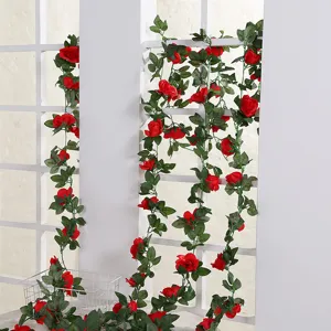 Ghirlanda di rose artificiali finta pianta di seta sospesa per decorazione da parete