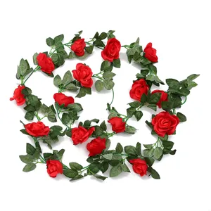 Ghirlanda di rose rosse artificiali fiori finiti per parete matrimonio decorazione
